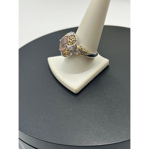 Victoria Wieck Oval Morganite Topaz Oval Sterling Silver Vermeil‎  Ring Sz 10.5 - Picture 3 of 14